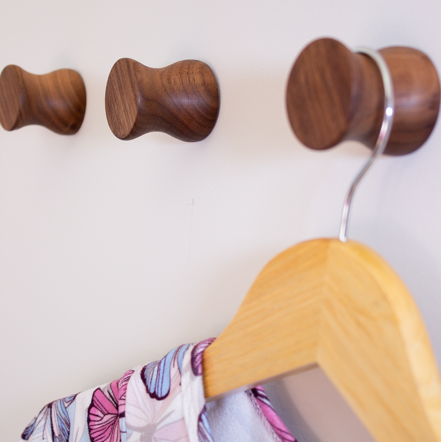 Wooden Coat Hooks - Walnut